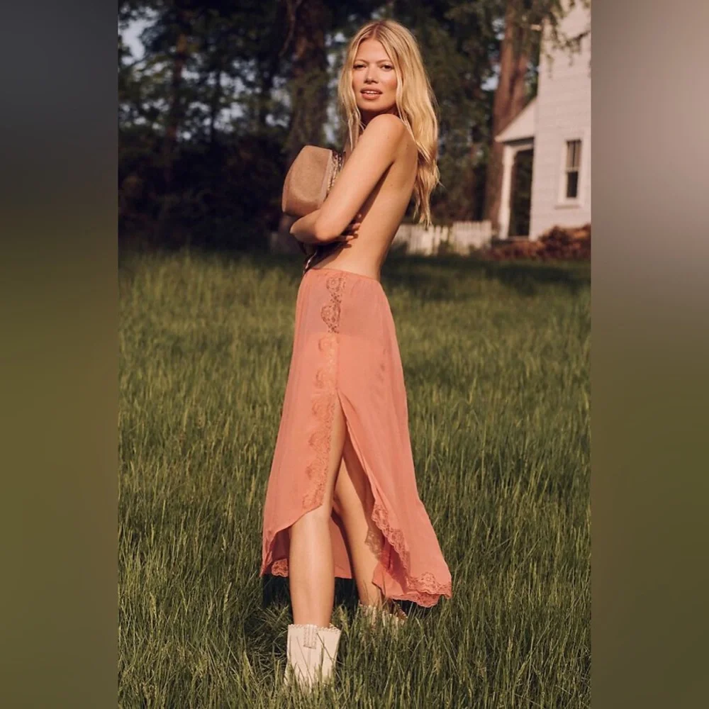 ✨ Anthropologie Sheer Asymmetrical Skirt Sz L